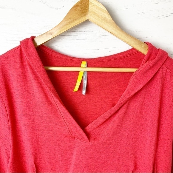 𝅺LOLE Peppermint Pullover Lightweight Cropped Hoodie Hot Pink Roll Tab Sleeves - Picture 3 of 13